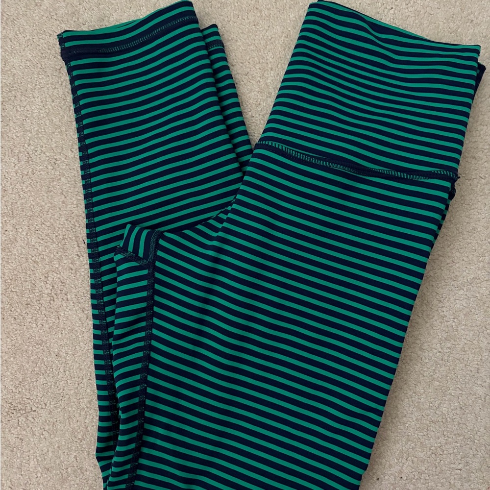 DYI Teal and Black Striped Leggings
